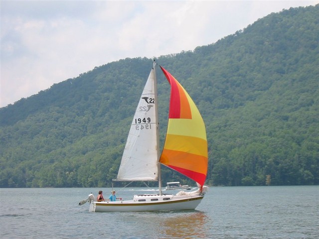 Bill and Adair Murdoch sailing Canary, Tanzer 22, pictures taken by Clarke Lucas
