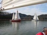 the race starts, first one around the island and back to marina entrance wins!