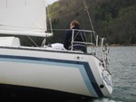 Baron Eliason on helm of Puffin