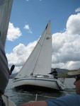 Richard Hallier and Baron Eliason heeled over as wind picked up during race