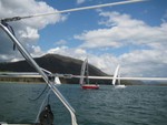 Picture of race throuh the stanchions of Wild Blue Yonder