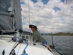 Minta relaxing on a beam reach