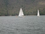 First time across finish line, send them around again since race so fast!