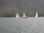 First time across finish line, send them around again since race so fast!