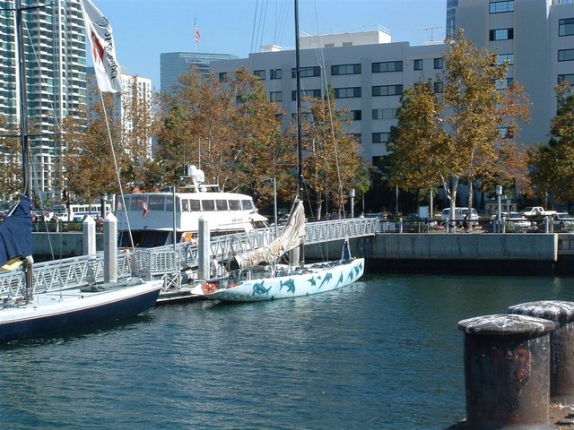 Americas Cup boat "Abacadabra" in San Diego Harbor, J Little, nice way to spend the day