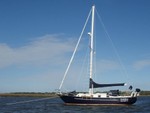Our next disaster occurred behind Cumberland Island, Ga. You can see the island behind the boat.  We are stuck in the mouth of the Brickhall River for several hour until the tide again lifted us off.