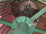 View up the steps.  Weights in the tube.  Block and tackle to raise kesosene and supplies.