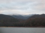 First fall snow fall, Sun, Nov 16, 2008, taken in boat from in front of dam