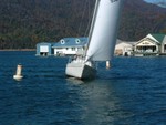 Please, NO WAKE!  My Love 2 sailing in, easy on the dock..