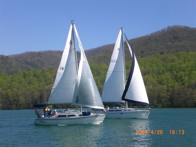 in background, Catalina 32, Alabama Girl, Ed and Sue Lockett (pic from C. Lucas)
