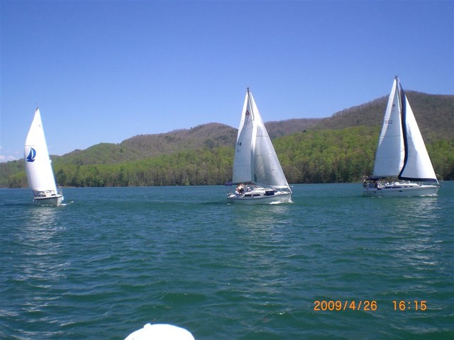 always a race when more than one sailboat on horizon..