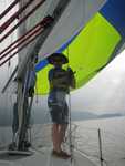 flying spinnaker on Wild Blue Yonder