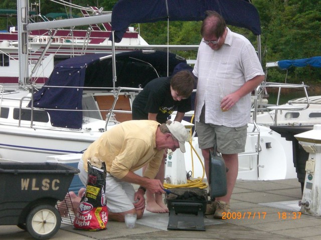 Kevin firing up the grill for dinner on Friday night before race