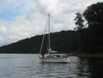 Dave scrubbing the boat while doing committe boat..