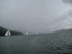 boats on downwind leg of race