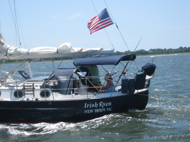 Murdochs enter Charleston Harbor, return to US from 2010 Bahamas trip, picture by S Little from deck of Ragtime