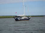 Murdochs at anchor off Dewees Island near Charleston, return to US from 2010 Bahamas trip, picture by S Little from deck of Ragtime