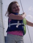 Millican family... Chip Angie and the four
girls sailing on Roger Langrel's Hunter 23