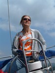 Sandra LIttle steering towards 2nd mark