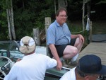 Dock attendant, Mark Galloway at entrace to Pig Roast Point
