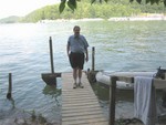 Mark Galloway on temporary dock, revision #3, engineered and constructed by Bill Murdoch