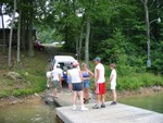Unloading the Murdoch's cooking utensils and food..