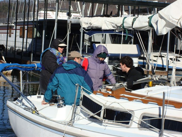 Getting ready at dock for race..