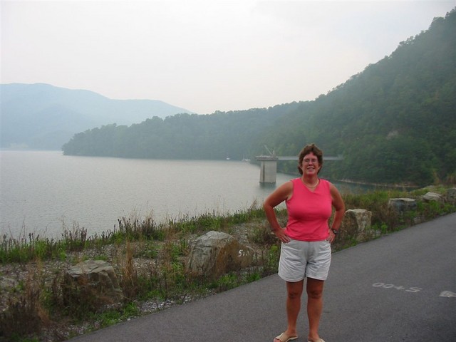 Adair Murdoch on the top of the dam.