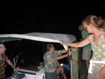 Retreating from wild party..