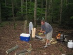 splitting wood for fire