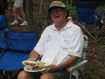 eating, lot of boat trips to get 93 people to the picnic!