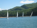 Why is only that red-bottom boat heeling?