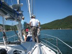 Wild Blue Yonder impeller problems, Capt. Banks rendering tow out of harbor to race