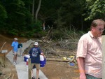 taking supplies up the hill to Pig Roast site