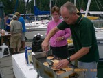 Breakfast on sailboat dock, Sunday morning