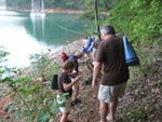 heading back down to boats from dam