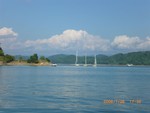 Boats approach buoy line on Saturday afternoon