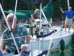Tieing up to buoy line on Saturday afternoon