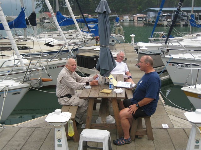 Some captains gathering before the race at 7:30 AM