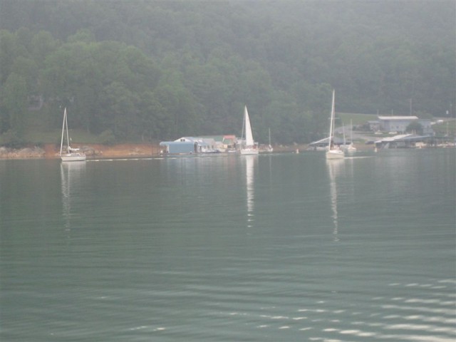 Boats leaving Lakeshore Marina for the start line