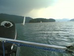 View from Stern of Merit crossing finish line