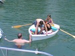 dinghy antics after race, Saturday afternoon