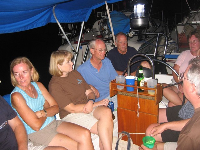 aboard Jammin, Fannon's boat, at dam overnighter