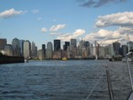 View leaving Liberty Landing Marina harbor, heading towards NY financial district