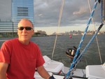 James heading back to Liberty Landing Marina after evening sail