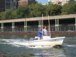 chase boat, James and Dave crewed on outing to deliver 4 Colgate 26's to Port Washington Yacht Club, Long Island Sound from Liberty Landing Marina