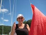 Minta about to raise start flag (picture from Sandra Little)