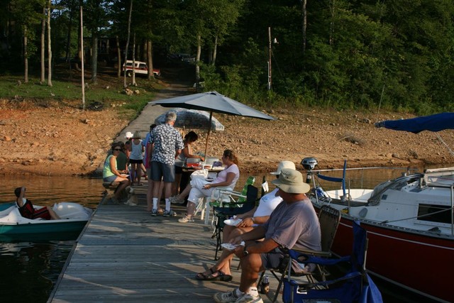 Line forming for fish fry (picture by Sue Lockett)