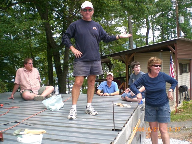 Sat July 21, 2008, screwing down the subdeck..
(Picture submitted by C. Lucas)