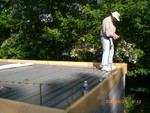 John M. checking the dimensions.

It took about 6 hours ( including a trip to Lowes ), just to rough in the main vent, 1 shower drain and 1 floor drain !   :-(

About 15 more to go!

(Picture submitted by C. Lucas)